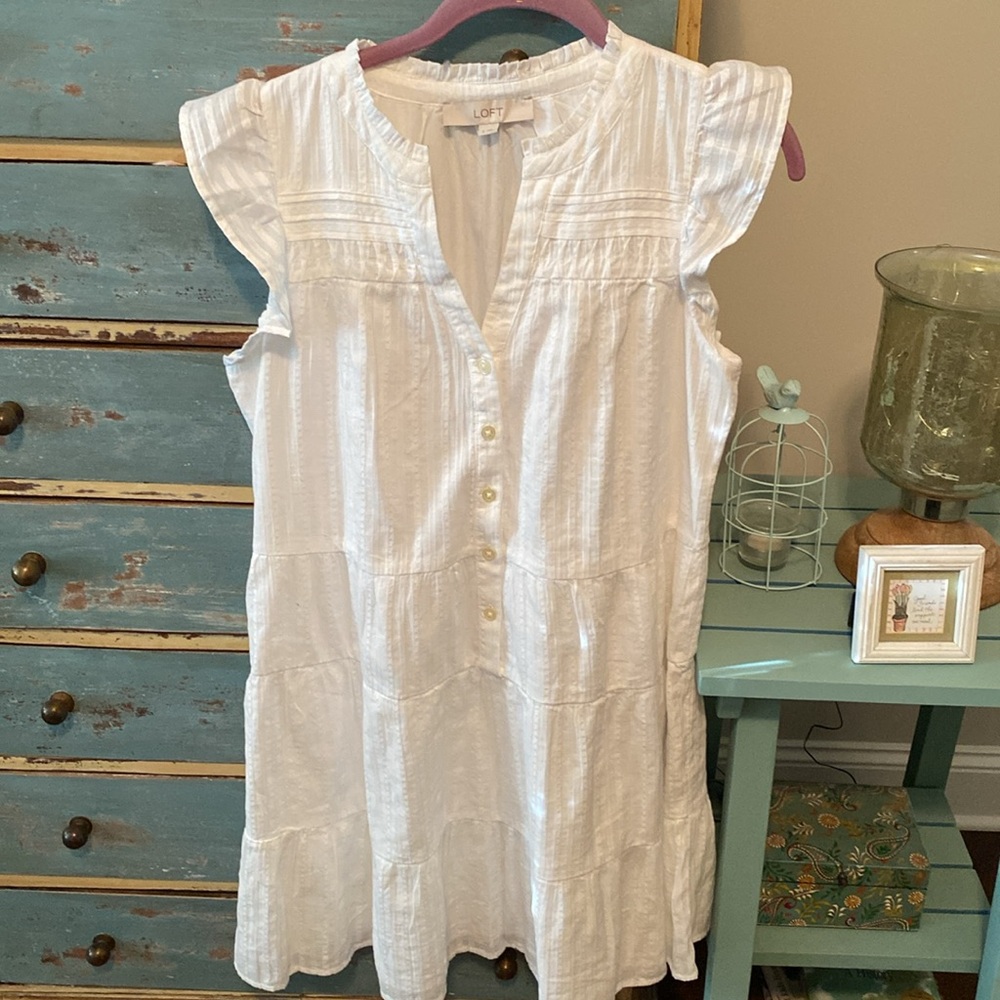 Loft white sz small sweet summer lined dress.